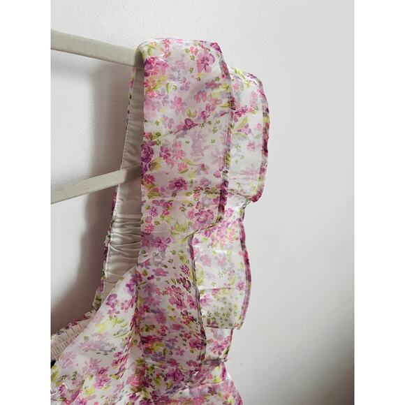 Wildfox Floral Ruffle Blouse M White Pink Romantic Cottagecore Top NWT - Picture 4 of 9